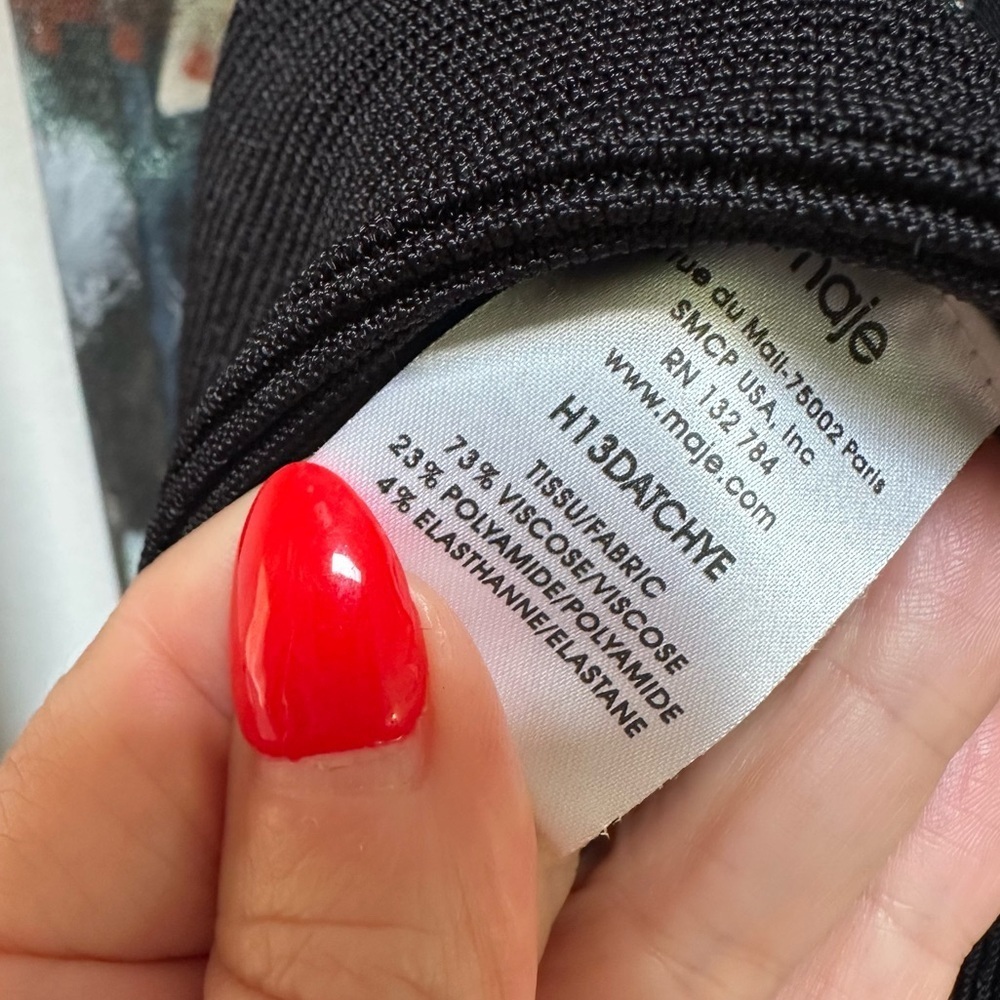 Maje Black Datchye stretch-knit peplum top - Picture 7 of 12